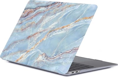 Laptophoes - Geschikt voor MacBook Pro 13 inch Hoes Case - A1706, A1708 (2017) - Marmer Blauw