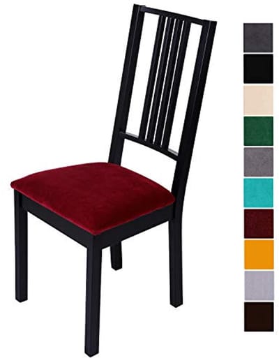 Elastische Fluwelen Stoelhoezen Set van 6 voor Eetkamerstoelen - Wasbaar en Antislip - Rood