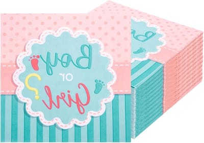 Dailygoods - 40 stuks servetten gender reveal party decoratie - servetten Boy or Girl decoratie, geslacht verkondigen servetten, papieren servetten voor geslacht openbaar feest geboorte babyshower, 33 x 33 cm