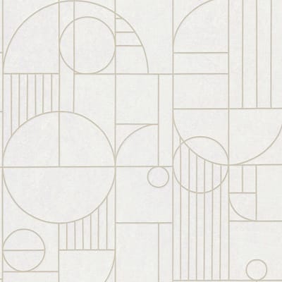 Grafisch behang Profhome 386992-GU vliesbehang licht gestructureerd met geometrische vormen glanzend wit goud lichtgrijs 5,33 m2