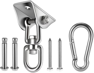 longziming -Hamac Ophangset tot 450 kg (1000 lb) – 360° Draaibare Schommelhaak van RVS – Heavy Duty Plafond- en Balkbevestiging – Geschikt voor Hangstoelen, Schommels en Hammocks – Binnen & Buiten
