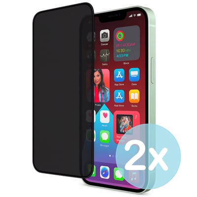 Privacy Screenprotector Geschikt voor iPhone 12 – Anti-Gluren – Krasbestendig Gehard Glas 9H – Volledige Dekking – 2-Pack – FuturiQ