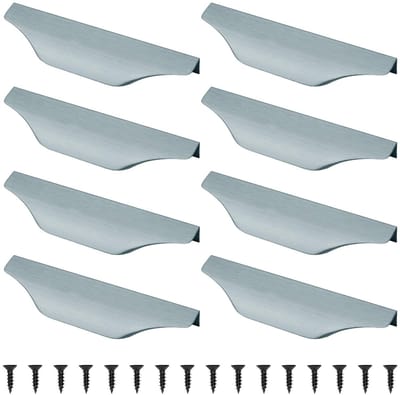 Dailygoods- Vingertrekt Handvat 150mm - Aluminiumlegering - Geborsteld Grijs - 8 Stuks - Sterk en Duurzaam - Modern Ontwerp - Meubelhandgreep