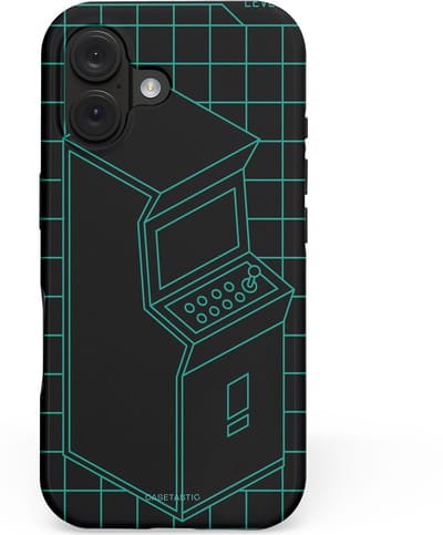 Casetastic hoesje geschikt voor Apple iPhone 16 - MagSafe - Dubbellaagse bescherming - Retro joystick - Fashion Case - Zwart Petrol
