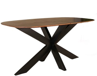 Eettafel deens ovaal mangohout 180cm Austin bruin ovale tafel duurzaam mango eetkamertafel