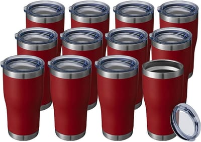 20 oz roestvrijstalen beker met deksel - 12 stuks
