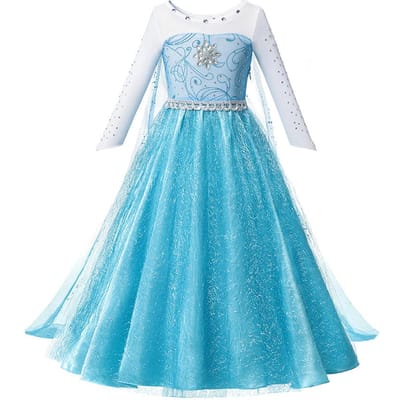 Costume Cosplay Princesse Enfant Fille Robe Reine des Neiges Halloween Carnaval Vêtements Mignons Cosplay Vêtements de Soirée pour 2-10 Ans 3-4T(110) white