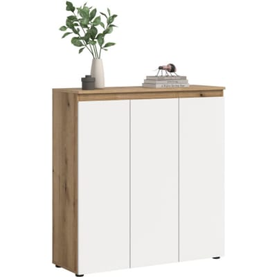 Universele kast in wit en eik - 8 verstelbare planken - 105x111x37 cm - Ruimtewinst