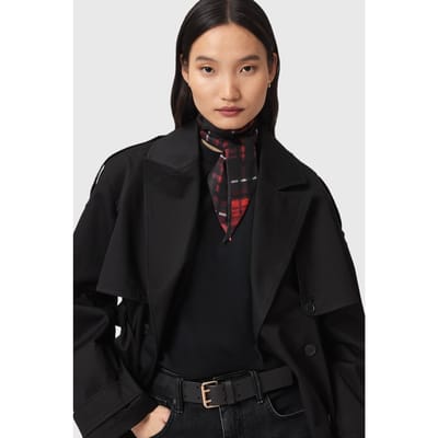 AllSaints Indy Skinny Scarf Black/red Maat: OS | Sjaals Outlet | Dames | Zwart