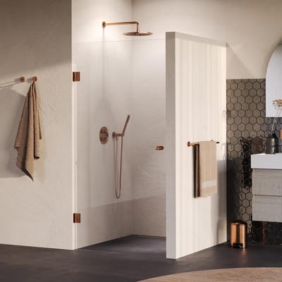 Brauer Void - Carving Nisdeur - Helder Glas - 100 x 200 cm - Omkeerbaar - incl. Glascoating - PVD Koper Geborsteld