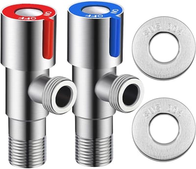 2 Stuks Hoekstopkraan 1/2 Inch RVS met Afdekplaten voor Keuken en Douche