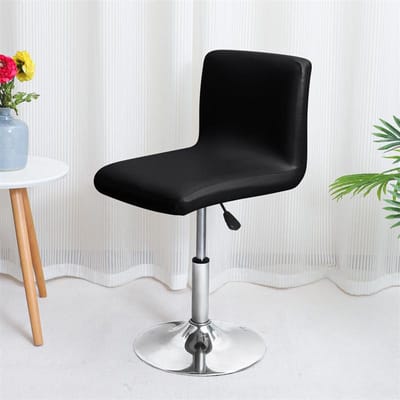 1PC Housse de Chaise de Bar Extensible Imperméable Cuir PU Chaises à Dossier Court Housses de Chaise Amovibles Housse de Chaise Ascenseur pour Hôtel Banquet Club black
