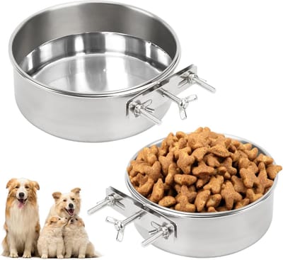RVS Hondenvoerbakken Set van 2, 14/16 cm, Antislip Voerbakken voor Grote Honden en Puppy’s, Duurzaam en Makkelijk Schoon te Maken
