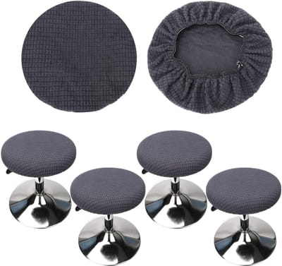 Ronde Krukhoes voor Buiten - Elastische, Wasbare en Stofvrije Bescherming voor Barstoelen met een Diameter van 30-40 cm (4 Stuks Grijs)