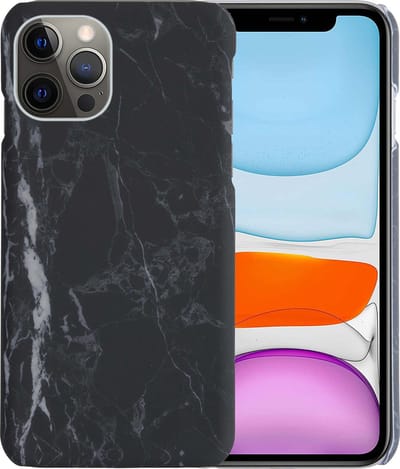 Hoesje Geschikt voor iPhone 11 Pro Hoesje Marmer Hardcover Fashion Case Hoes - Hoes Geschikt voor iPhone 11 Pro Marmer Hoesje Hardcase Back Cover - Zwart