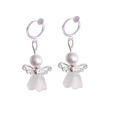 Klem Oorbellen Engel - Wit - Kerst-geen gaatje-Charme Bijoux