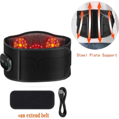 Draadloze Verwarmde Vibratie Massage Riem Infrarood Taille Massager Stalen Plaat Ondersteuning Lumbale Decompressie Onderrug Spierontspanning