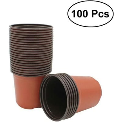 Lot de 100 pots de fleurs en plastique pour plantes et semis black
