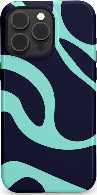 Casetastic Hoesje Geschikt voor Apple iPhone 15 Pro Max Magsafe - Stijlvolle Beschermende Duo-layer Case - Golvenritme Aqua-Marine