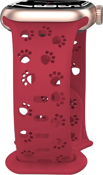 MY PROTECT - Siliconen Dog Paw Bandje - Geschikt Voor Apple Watch Bandje - Series 1/2/3/4/5/6/7/8/9/10/SE/Ultra - 44mm - 45mm - 46mm - 49mm - Sportbandje - Rood