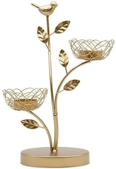 Kaarshouder - Kandelaar Decoratie - Diner bij Kaarslicht - Hoogwaardig IJzer - 1 Gram - Goud