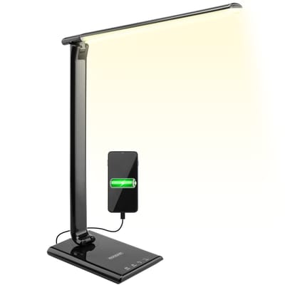 Monzana LED Bureaulamp USB Laadfunctie Kleurwarmtes Instelbaar Dimbaar Zwart