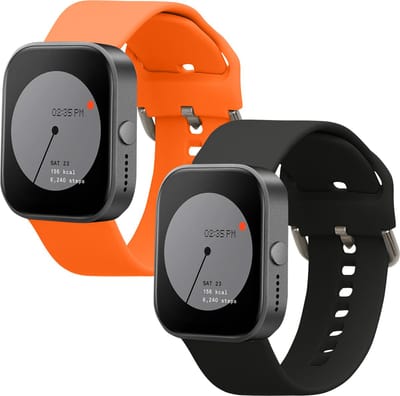 kwmobile 2x horlogebandjes geschikt voor CMF by Nothing Watch Pro (D395) bandje - Smartwatch bandjes van TPU - Activity tracker horloge band in zwart / oranje