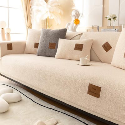 Dikke waterdichte bankhoes Pluche effen kleur Anti kattenpoot Zachte handdoek Lamswol Antislip kussen voor woonkamer Huisdecoratie 90x120cm  1pcs