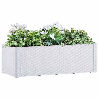 vidaXL - Plantenbak - hoog - met - zelfbewateringssysteem - 100x43x33 - cm - wit