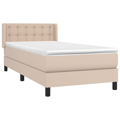 vidaXL - Boxspring - met - matras - kunstleer - cappuccinokleurig - 90x200 - cm