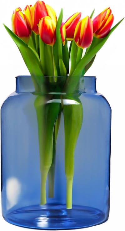 Hakbijl Glass Bloemenvaas Shape - transparant blauw - eco glas - 19 x 25 cm - Melkbus vaas