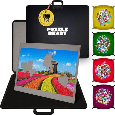 Luxe Zwarte Puzzelkoffer voor 1000 tot 1500stukjes - Puzzelmap - Puzzelmat - Puzzelopslag - Puzzelbord - Puzzel Accessoires