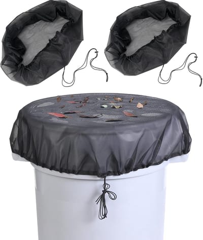 2 Stuks - Regentonnet - 85 cm Diameter - Regentonnen Hoes - Watertanknet - Tuinieren - Beschermnet met Trekkoord - Beschermhoes voor Regenton - Tuin Accessoires - Beschermt Tegen Bladeren en Muggenlarven - Regenemmer Bladfilterhoes - Zwart
