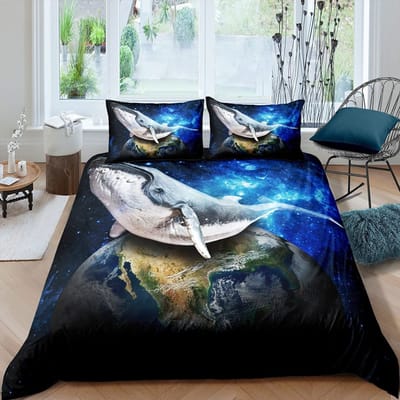 Walvis Dekbedovertrek Twin Maat Oceaan Thema Beddengoed Set Voor KinderenNautische Zeil Dekbed Set Oceaan Dekbed Set Oceaan Decoratie 3 Delen EU Double(200*200cm)3pcs