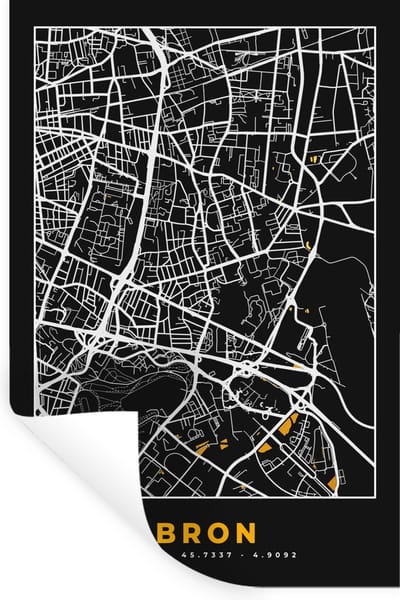 Muurstickers - Sticker Folie - Plattegrond - Bron - Kaart - Frankrijk - Stadskaart - 20x30 cm - Plakfolie - Muurstickers Kinderkamer - Zelfklevend Behang - Zelfklevend behangpapier - Stickerfolie