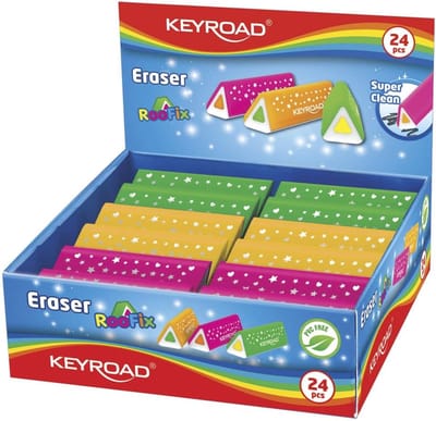 SnelShoppen - Universele Gum 24 Stuks - Driehoekig, Gemengde Kleuren, Thermoplastisch Rubber, Grappige Gummen voor Kinderen, School, Kantoor, Creatief