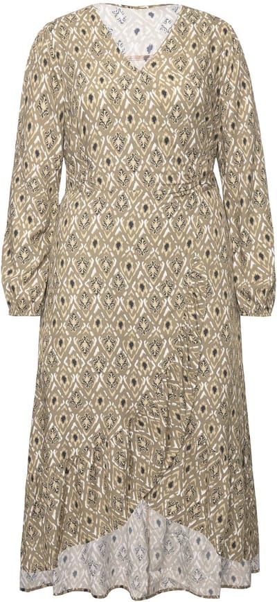Studio Untold - Dames - Maxi-jurk A-lijn print all-over wikkellook - Palmboomgroen - Maat 42+
