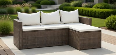 Luxe Bruine Polyrotan Tuinmeubelset voor Terras & Tuin – 2-zits Loungeset met Comfortabele Kussens – Weerbestendig, Modern Design – MedahomeStore