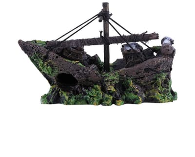 Dailygoods - Kunstmatige Hars Aquarium Ornament - Piratenschip Decor - Geel - Vissersboot Ornament - Realistisch Aquarium Ornament - Geschikt voor Aqu