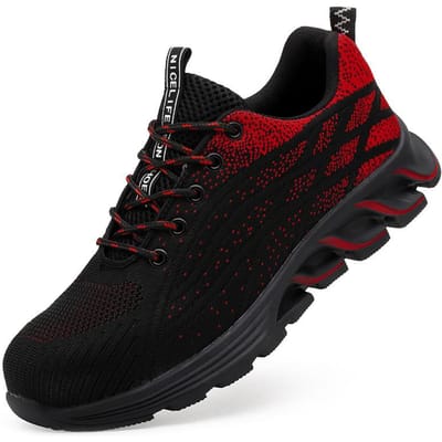 Dames Werkschoenen met Stalen Neus Vrouwelijke Veiligheidsschoenen Anti-Perforatie Werksneakers voor Dames Antislip Werklaarzen met Bescherming 48 black