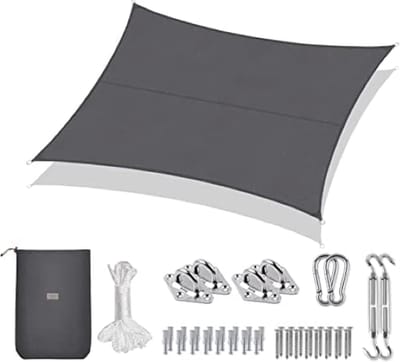 Zonnescherm, polyetheen met hoge dichtheid, beschermt tegen wind, weerbestendig, uv-bescherming, geschikt voor terras, camping, tuin of feest, antraciet