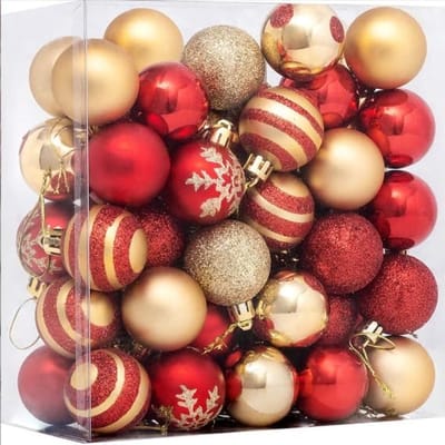 delige Set Kerstballen - 50 - Klassieke Kerstboomdecoratie in Rood en Goud - 4 cm