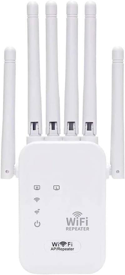 Wifi Versterker - Internet Booster - Bereik Uitbreiden - 6 Antennes 300 Mbit/s - 19.7 x 9.2 x 7 cm