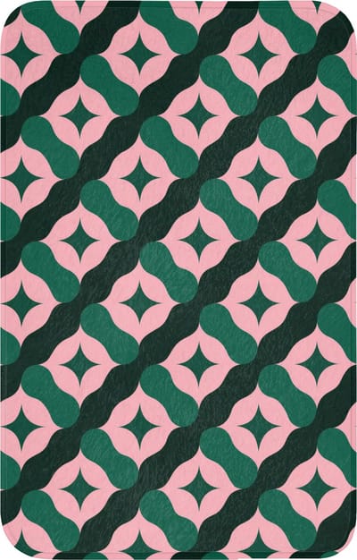WC mat 50x80 cm - Antislip - Groen - Roze - Retro - Sterren - Toiletmat - Vloermat - Douchemat - Toilet tapijt - Toiletmatten