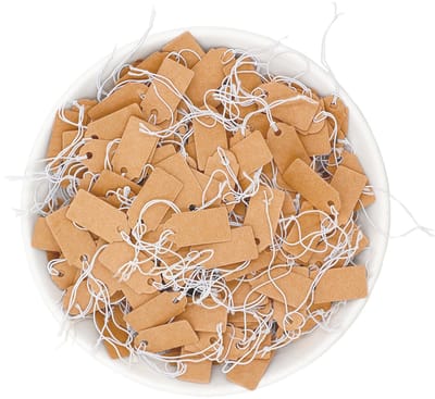 Dailygoody - Prijsetiketten - Kraftpapier - Handgemaakt - Bruin - Cadeauhanger - 200 Stuks - Geschikt voor Cadeaus - 26 x 12 mm