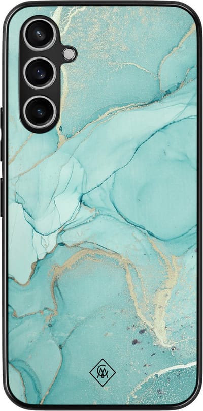 Casimoda® hoesje - Geschikt voor Samsung Galaxy A15 - Marmer mint groen - Zwart TPU Backcover - Marmer - Mint