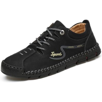 Heren Sneakers Mode Heren Casual Schoenen Leer Handgemaakt Ademend Herenschoenen Luxe Heren Loafers Mocassins Volwassen Schoenen 10 zwart