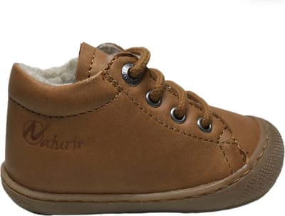 Naturino Cocoon Wool - mt 20 - bumper lederen warme veterschoenen - cognac