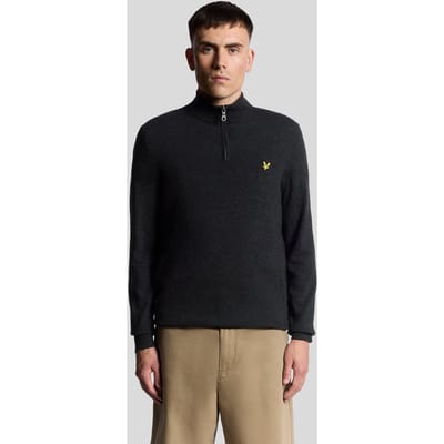 Lyle & Scott Lambswool Blend Quarter Zip Jumper Truien & Vesten Heren - Sweater - Hoodie - Vest- Donkergrijs - Maat XS