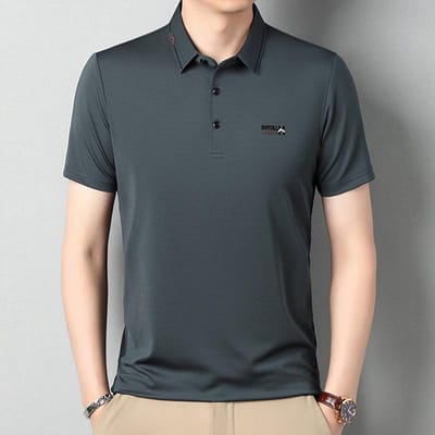 Zomer T-shirt met korte mouwen Heren Casual Zakelijk High-Grade Poloshirt met revers Onderhemd met kraag XXXXL black
